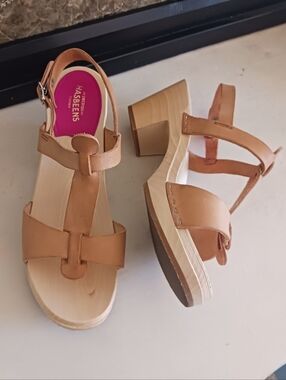 Swedish Hasbeens Clog Leather Sandles Size 7